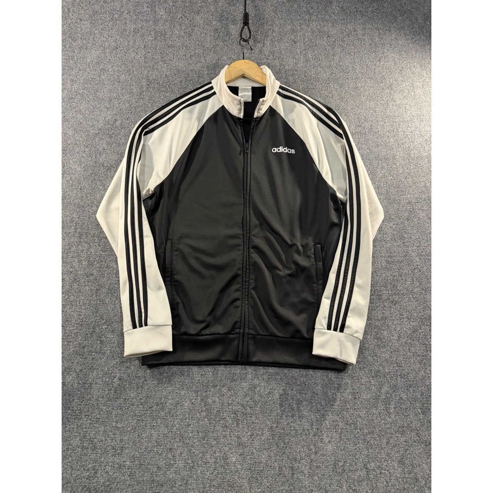 Adidas Essentials Warm Up 3 Racing Stripes Track Jacket Mens Medium Black White